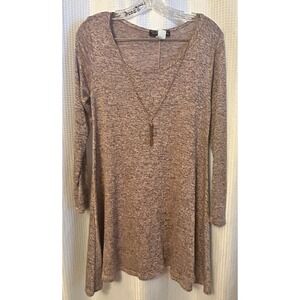 VTG Y2K A Line Long Sleeve Mini Dress Heather Brown Size M Womens